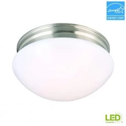 9 in. 120-Watt Equivalent Brushed Nickel Integrated LED Mushroom Flush Mount with White Acrylic Shade by Commercial Electric 25 9 in. 120-Watt Equivalent Brushed Nickel Integrated LED Mushroom Flush Mount with White Acrylic Shade by Commercial Electric -OCTO LIGHTS Shop brushed nickel commercial electric flush mount lights ipf3011l bn fa 1000