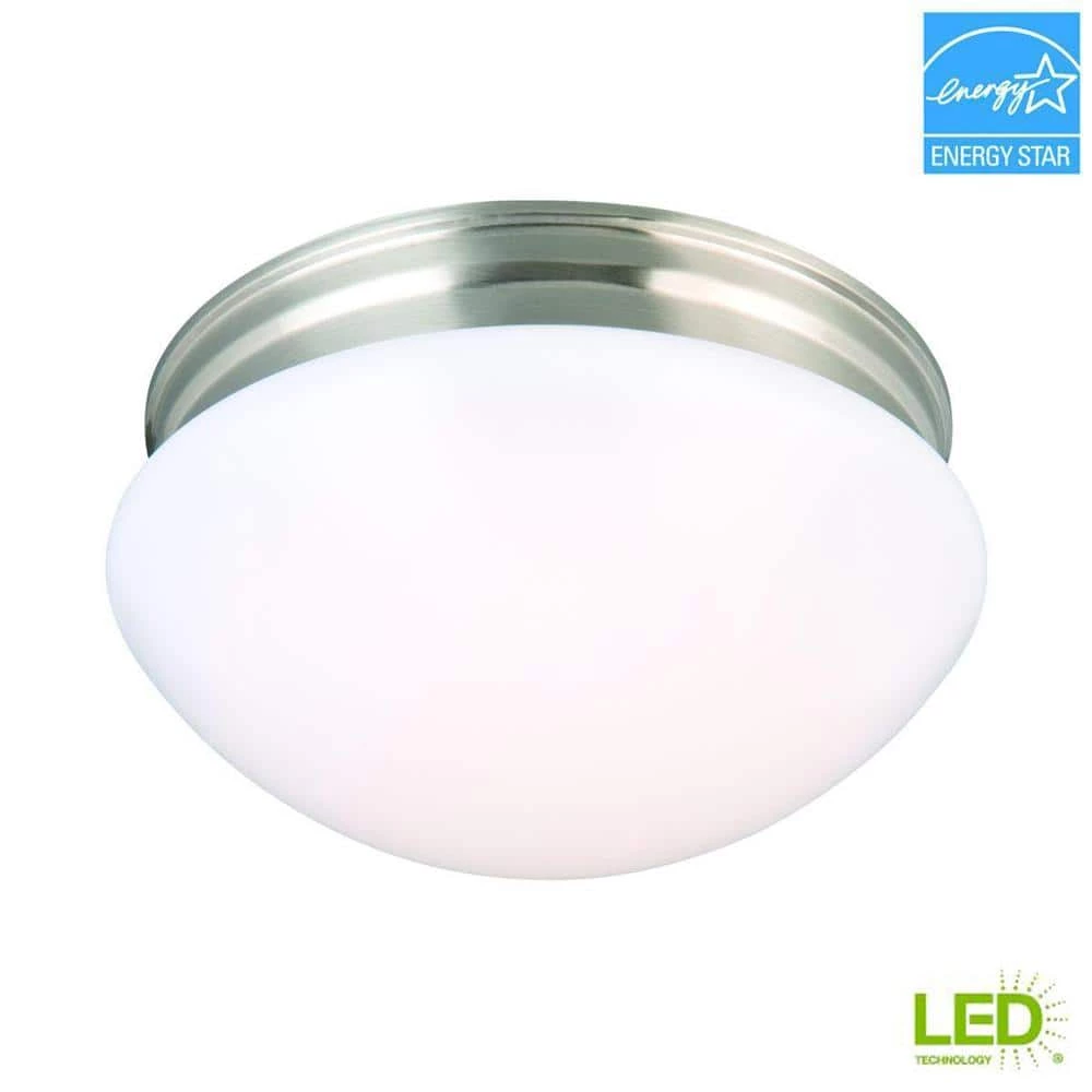 9 in. 120-Watt Equivalent Brushed Nickel Integrated LED Mushroom Flush Mount with White Acrylic Shade by Commercial Electric 14 9 in. 120-Watt Equivalent Brushed Nickel Integrated LED Mushroom Flush Mount with White Acrylic Shade by Commercial Electric - Image 12