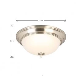13 in. 180-Watt Equivalent Brushed Nickel Integrated LED Flush Mount with Frosted Glass Shade (2-Pack) by Commercial Electric -OCTO LIGHTS Shop brushed nickel commercial electric flush mount lights jal8011l bn 44 1000