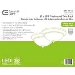 13 in. 180-Watt Equivalent Brushed Nickel Integrated LED Flush Mount with Frosted Glass Shade (2-Pack) by Commercial Electric -OCTO LIGHTS Shop brushed nickel commercial electric flush mount lights jal8011l bn d4 1000