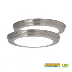 13 in. Brushed Nickel Selectable CCT Color Changing LED Round Ceiling Flush Mount Light Fixture (2-Pack) by Commercial Electric -OCTO LIGHTS Shop brushed nickel commercial electric flush mount lights jju3011l 2 bn 44 1000
