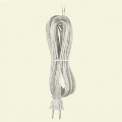 8 ft. Silver Lamp Cord and Molded Plug Set with Stripped Ends Ready for Wiring by Commercial Electric
