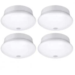 60-Watt Equivalent 7 in. E26 Motion Sensor LED Light Bulb Customize Hold Times Closet Rated in Bright White (4-Pack) by Commercial Electric