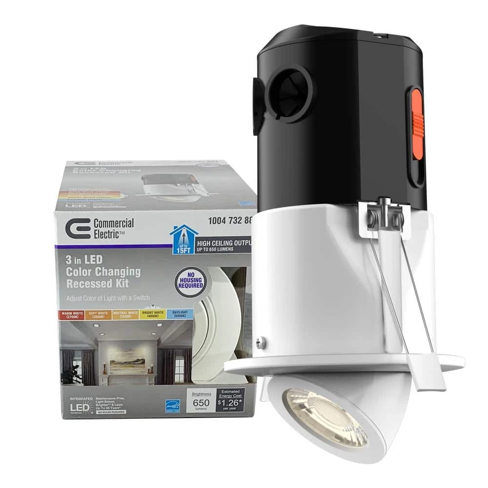 Premium Downlight 3 in. 2700K - 5000K White New Construction/Remodel Recessed Integrated LED Gimbal Kit by Commercial Electric 8 Premium Downlight 3 in. 2700K - 5000K White New Construction/Remodel Recessed Integrated LED Gimbal Kit by Commercial Electric - Image 6
