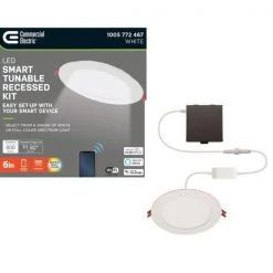 6 in. Smart Hubspace Ultra Slim New Construction and Remodel RGB+W LED Recessed Kit by Commercial Electric -OCTO LIGHTS Shop commercial electric recessed lighting kits 50292 77 1000