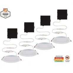 Slim Baffle 4 in. Color Selectable New Construction and Remodel Canless Recessed Integrated LED Kit (4-Pack) by Commercial Electric