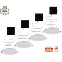 Slim Baffle 6 in. Color Selectable New Construction and Remodel Canless Recessed Integrated LED Kit (4-Pack) by Commercial Electric