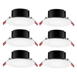 4 in. White Flush Round Wet Rated LED Integrated Recessed Lighting Kit (6-Pack) by Commercial Electric