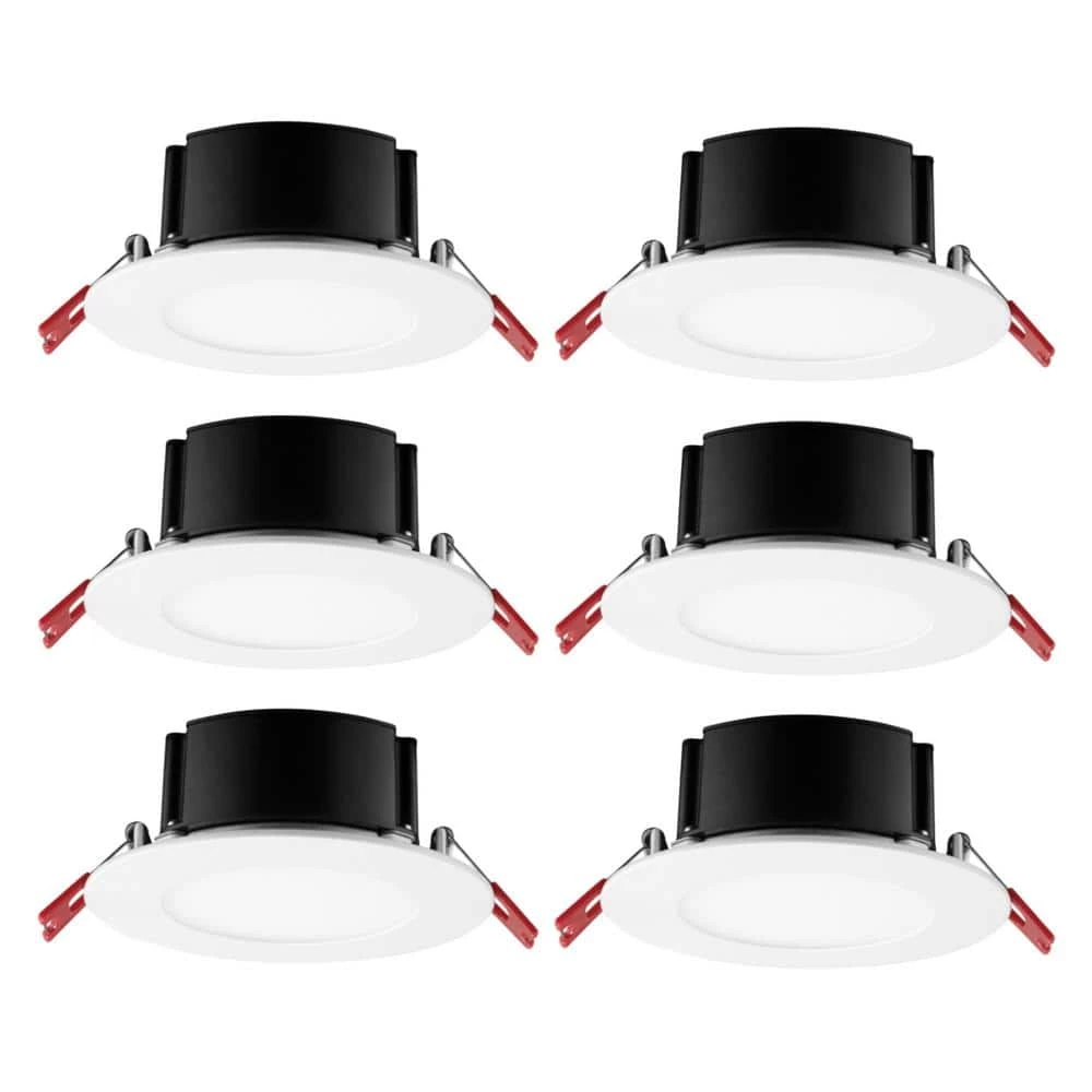 4 in. White Flush Round Wet Rated LED Integrated Recessed Lighting Kit (6-Pack) by Commercial Electric 3 4 in. White Flush Round Wet Rated LED Integrated Recessed Lighting Kit (6-Pack) by Commercial Electric