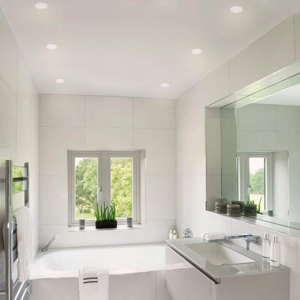 4 in. White Flush Round Wet Rated LED Integrated Recessed Lighting Kit (6-Pack) by Commercial Electric 5 4 in. White Flush Round Wet Rated LED Integrated Recessed Lighting Kit (6-Pack) by Commercial Electric - Image 3