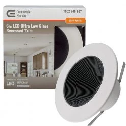 Ultra Low Glare 6 in. 3000K Soft White Integrated LED Recessed Trim Downlight Deep Black Baffle Insert 670 Lumens by Commercial Electric