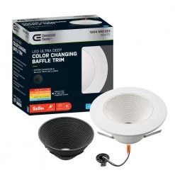 6 in. Ultra Low Glare Deep Baffle Color Selectable Integrated LED Recessed Lighting Trim Dimmable 670 Lumens Wet Rated by Commercial Electric