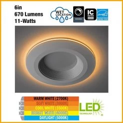 6 in. Selectable CCT Integrated LED Recessed Light Trim with Night Light Feature 670 Lumens 11-Watt Dimmable by Commercial Electric -OCTO LIGHTS Shop commercial electric recessed lighting trims 53804101 40 1000