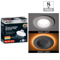 6 in. Selectable Integrated LED Recessed Trim Can Light with Night Light Feature 5 CCT 670 Lumens Dimmable (8 Pack) by Commercial Electric