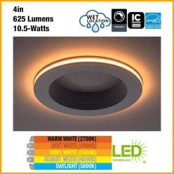 4 in. Selectable Integrated LED Recessed Trim Downlight with Night Light Trim Feature 625 Lumens Dimmable Title 20 by Commercial Electric -OCTO LIGHTS Shop commercial electric recessed lighting trims 53805301 40 1000