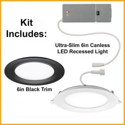 Ultra Slim 6 in. Canless 3000K Adjustable Color Temperatures Integrated LED Recessed Light w/Black Trim Kit (24-Pack) by Commercial Electric 14 Ultra Slim 6 in. Canless 3000K Adjustable Color Temperatures Integrated LED Recessed Light w/Black Trim Kit (24-Pack) by Commercial Electric -OCTO LIGHTS Shop commercial electric recessed lighting trims 53807101ablk24p 40 1000