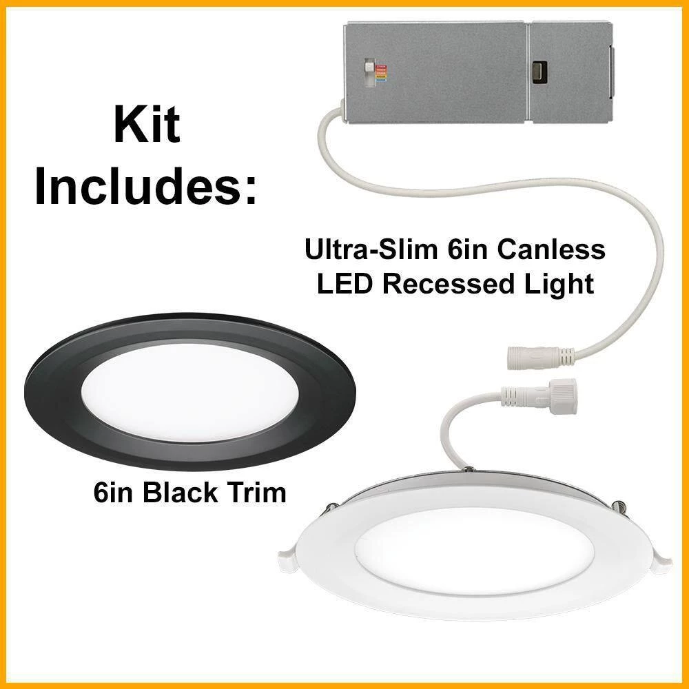 Ultra Slim 6 in. Canless 3000K Adjustable Color Temperatures Integrated LED Recessed Light w/Black Trim Kit (24-Pack) by Commercial Electric 5 Ultra Slim 6 in. Canless 3000K Adjustable Color Temperatures Integrated LED Recessed Light w/Black Trim Kit (24-Pack) by Commercial Electric - Image 3