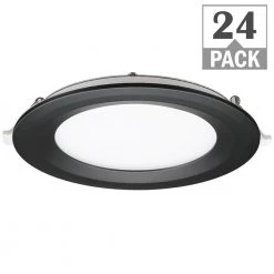 Ultra Slim 6 in. Canless 3000K Adjustable Color Temperatures Integrated LED Recessed Light w/Black Trim Kit (24-Pack) by Commercial Electric