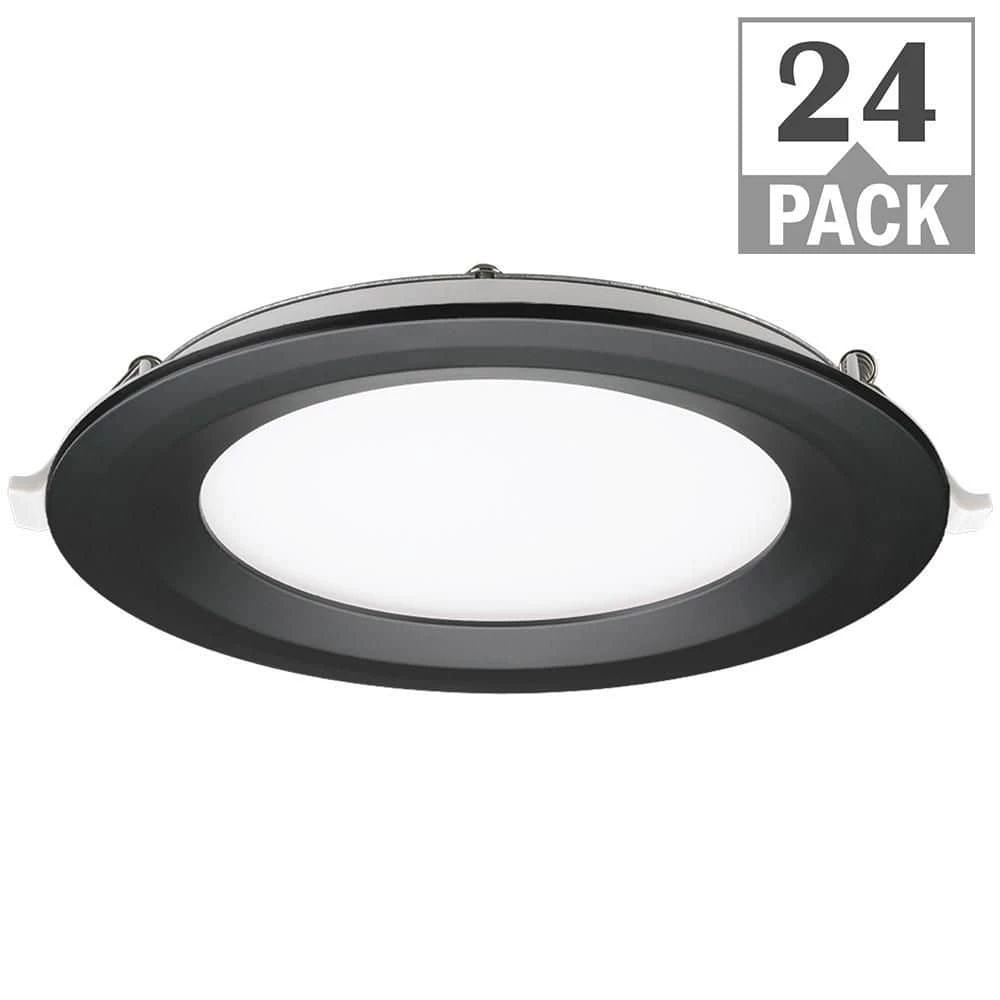 Ultra Slim 6 in. Canless 3000K Adjustable Color Temperatures Integrated LED Recessed Light w/Black Trim Kit (24-Pack) by Commercial Electric 3 Ultra Slim 6 in. Canless 3000K Adjustable Color Temperatures Integrated LED Recessed Light w/Black Trim Kit (24-Pack) by Commercial Electric