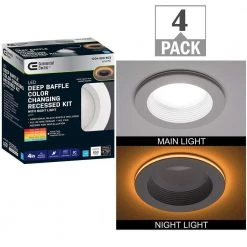 4 in. Canless Color Selectable Integrated LED Recessed Light Trim w/ Night Light Reduces Eye Glare 650 Lumens (4-Pack) by Commercial Electric