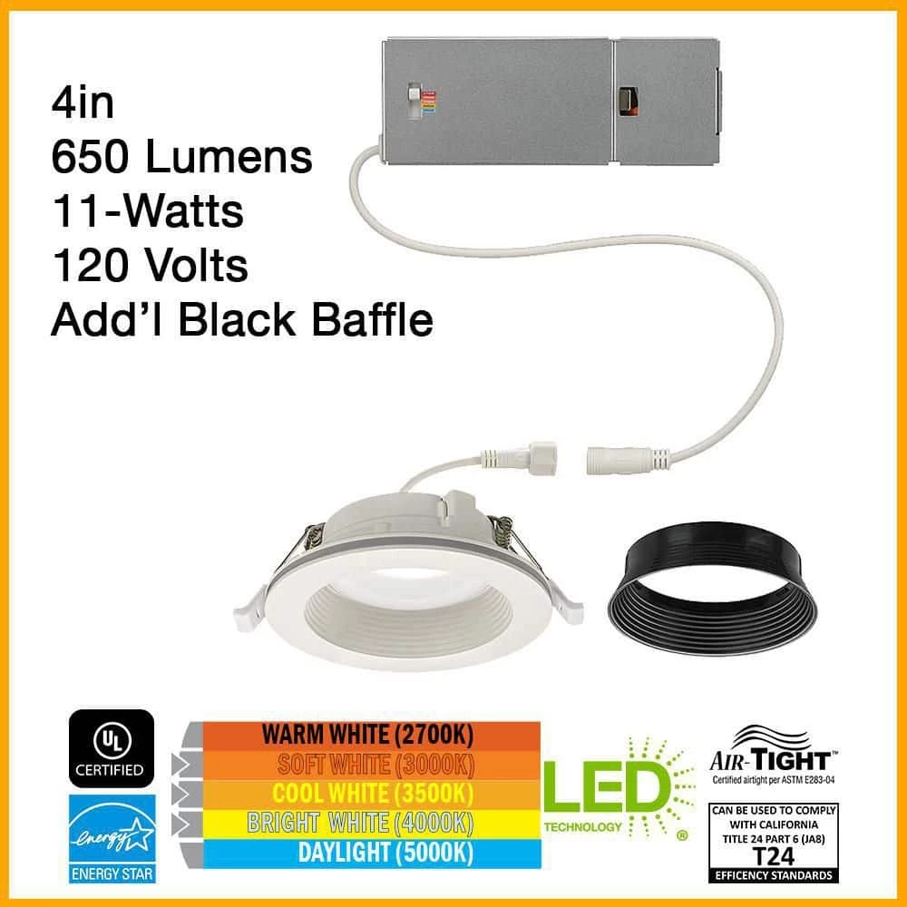 4 in. Canless Color Selectable Integrated LED Recessed Light Trim w/ Night Light Reduces Eye Glare 650 Lumens (8-Pack) by Commercial Electric 4 4 in. Canless Color Selectable Integrated LED Recessed Light Trim w/ Night Light Reduces Eye Glare 650 Lumens (8-Pack) by Commercial Electric - Image 2