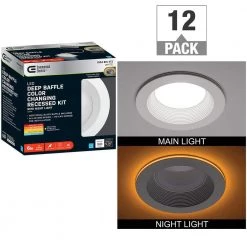 6 in. Canless Color Selectable Integrated LED Recessed Light Trim w/ Night Light Reduces Eye Glare 900 Lumens (12-Pack) by Commercial Electric