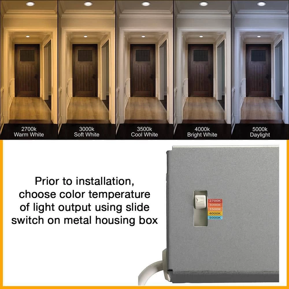 6 in. Canless Color Selectable Integrated LED Recessed Light Trim w/ Night Light Reduces Eye Glare 900 Lumens by Commercial Electric 5 6 in. Canless Color Selectable Integrated LED Recessed Light Trim w/ Night Light Reduces Eye Glare 900 Lumens by Commercial Electric - Image 3