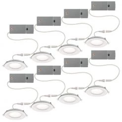 Ultra Slim 4 in. Canless Selectable CCT Integrated LED Recessed Light Trim with Night Light Feature 650 Lumens (8-Pack) by Commercial Electric -OCTO LIGHTS Shop commercial electric recessed lighting trims 53827101 8pk fa 1000