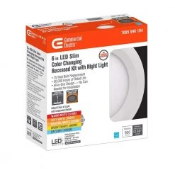 Ultra Slim 6 in. Canless Adjustable Color Temperatures Integrated LED Recessed Light Trim with Night Light (24-Pack) by Commercial Electric -OCTO LIGHTS Shop commercial electric recessed lighting trims 53828101 24pk 76 1000