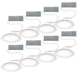 Ultra Slim 8 in. Canless Selectable CCT Integrated LED Recessed Light Trim with Night Light Feature 1800 Lumens (8-Pack) by Commercial Electric 24 Ultra Slim 8 in. Canless Selectable CCT Integrated LED Recessed Light Trim with Night Light Feature 1800 Lumens (8-Pack) by Commercial Electric -OCTO LIGHTS Shop commercial electric recessed lighting trims 53829101 8pk fa 1000