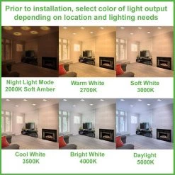 Ultra Slim 4 in. Square Canless Adjust Color Temp Integrated LED Recessed Light w/Night Light, Black Trim Opt (12-Pack) by Commercial Electric -OCTO LIGHTS Shop commercial electric recessed lighting trims 538661010 12pk a0 1000