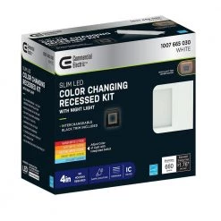 Ultra Slim 4 in. Square Canless Adjust Color Temp Integrated LED Recessed Light w/Night Light, Black Trim Opt (12-Pack) by Commercial Electric -OCTO LIGHTS Shop commercial electric recessed lighting trims 538661010 12pk fa 1000
