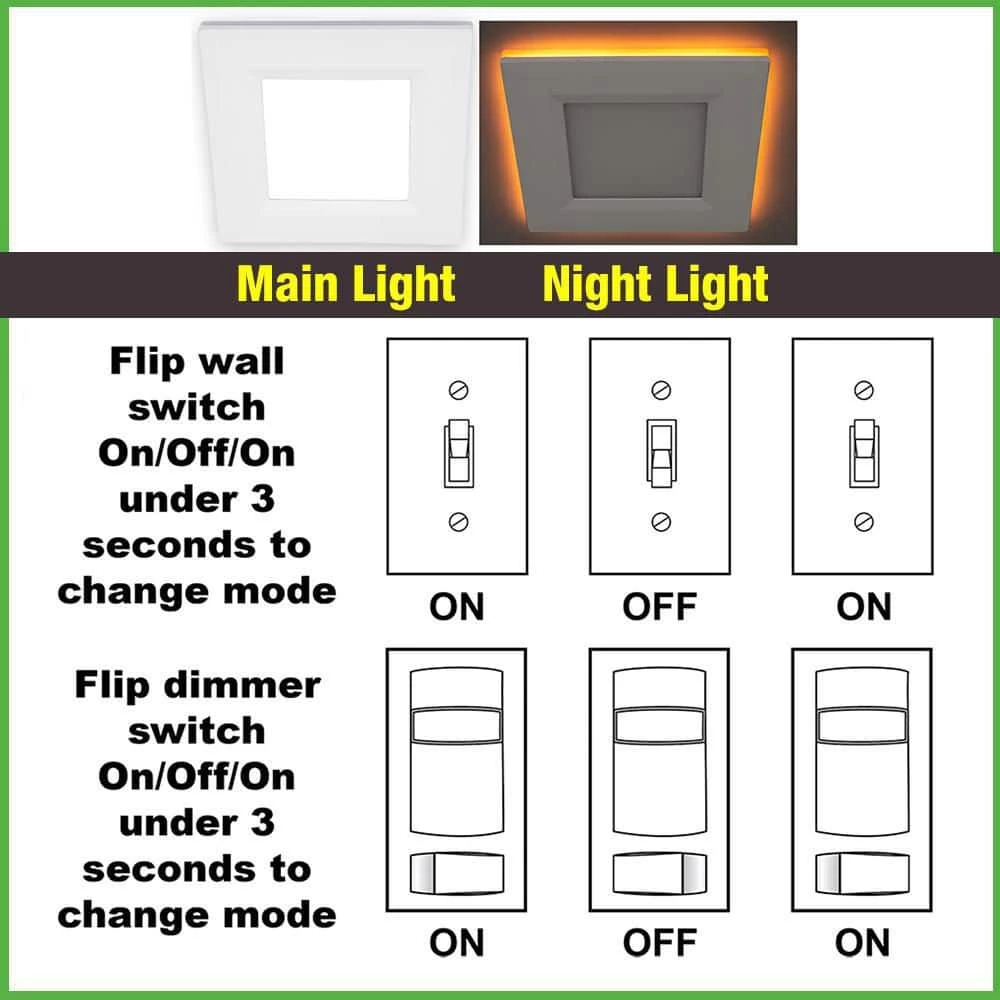 Ultra Slim 4 in. Square Canless Adjust Color Temp Integrated LED Recessed Light w/ Night Light and Black Trim Option by Commercial Electric 12 Ultra Slim 4 in. Square Canless Adjust Color Temp Integrated LED Recessed Light w/ Night Light and Black Trim Option by Commercial Electric - Image 10