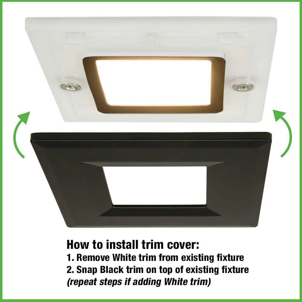 Ultra Slim 4 in. Square Canless Adjust Color Temp Integrated LED Recessed Light w/ Night Light and Black Trim Option by Commercial Electric 8 Ultra Slim 4 in. Square Canless Adjust Color Temp Integrated LED Recessed Light w/ Night Light and Black Trim Option by Commercial Electric - Image 6