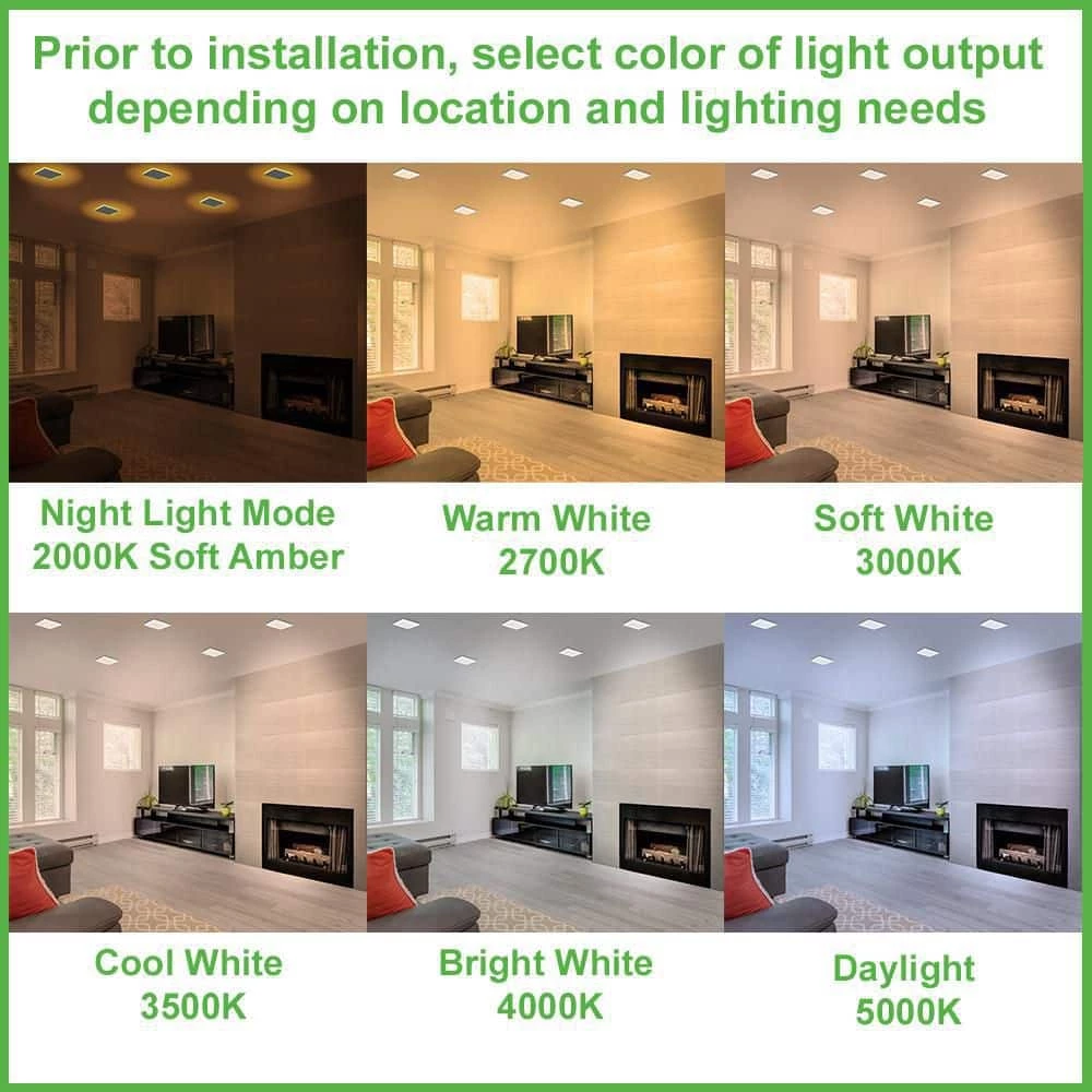 Ultra Slim 4 in. Square Canless Adjust Color Temp Integrated LED Recessed Light w/ Night Light and Black Trim Option by Commercial Electric 6 Ultra Slim 4 in. Square Canless Adjust Color Temp Integrated LED Recessed Light w/ Night Light and Black Trim Option by Commercial Electric - Image 4