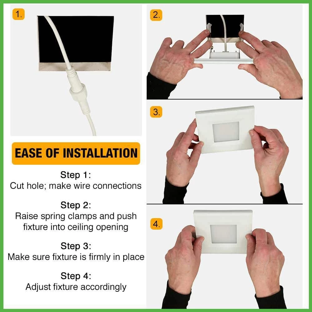 Ultra Slim 4 in. Square Canless Adjust Color Temp Integrated LED Recessed Light w/ Night Light and Black Trim Option by Commercial Electric 10 Ultra Slim 4 in. Square Canless Adjust Color Temp Integrated LED Recessed Light w/ Night Light and Black Trim Option by Commercial Electric - Image 8