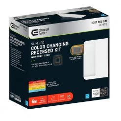 Ultra Slim 6 in. Square Canless Adjust Color Temp Integrated LED Recessed Light w/ Night Light and Black Trim Option by Commercial Electric -OCTO LIGHTS Shop commercial electric recessed lighting trims 538671010 fa 1000