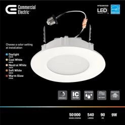 4 in. Selectable CCT Integrated LED Retrofit Ultra-Slim White Recessed Light Trim by Commercial Electric -OCTO LIGHTS Shop commercial electric recessed lighting trims 91846 31 1000