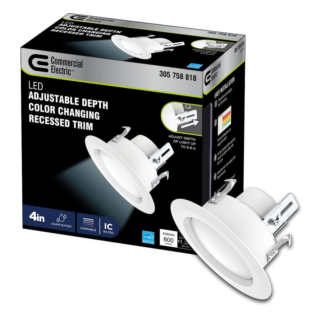 4 in. Selectable Integrated LED Recessed Adjustable Depth Trim by Commercial Electric 5 4 in. Selectable Integrated LED Recessed Adjustable Depth Trim by Commercial Electric - Image 4