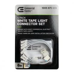6 in. White Connector Cord LED Strip Light Connector Pack (4 x 6 in. Snap Connectors, 4 Wire Mounting Clips) by Commercial Electric 11 6 in. White Connector Cord LED Strip Light Connector Pack (4 x 6 in. Snap Connectors, 4 Wire Mounting Clips) by Commercial Electric -OCTO LIGHTS Shop commercial electric under cabinet lighting accessories c560011 1f 1000
