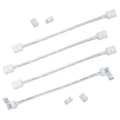 6 in. White Connector Cord LED Strip Light Connector Pack (4 x 6 in. Snap Connectors, 4 Wire Mounting Clips) by Commercial Electric