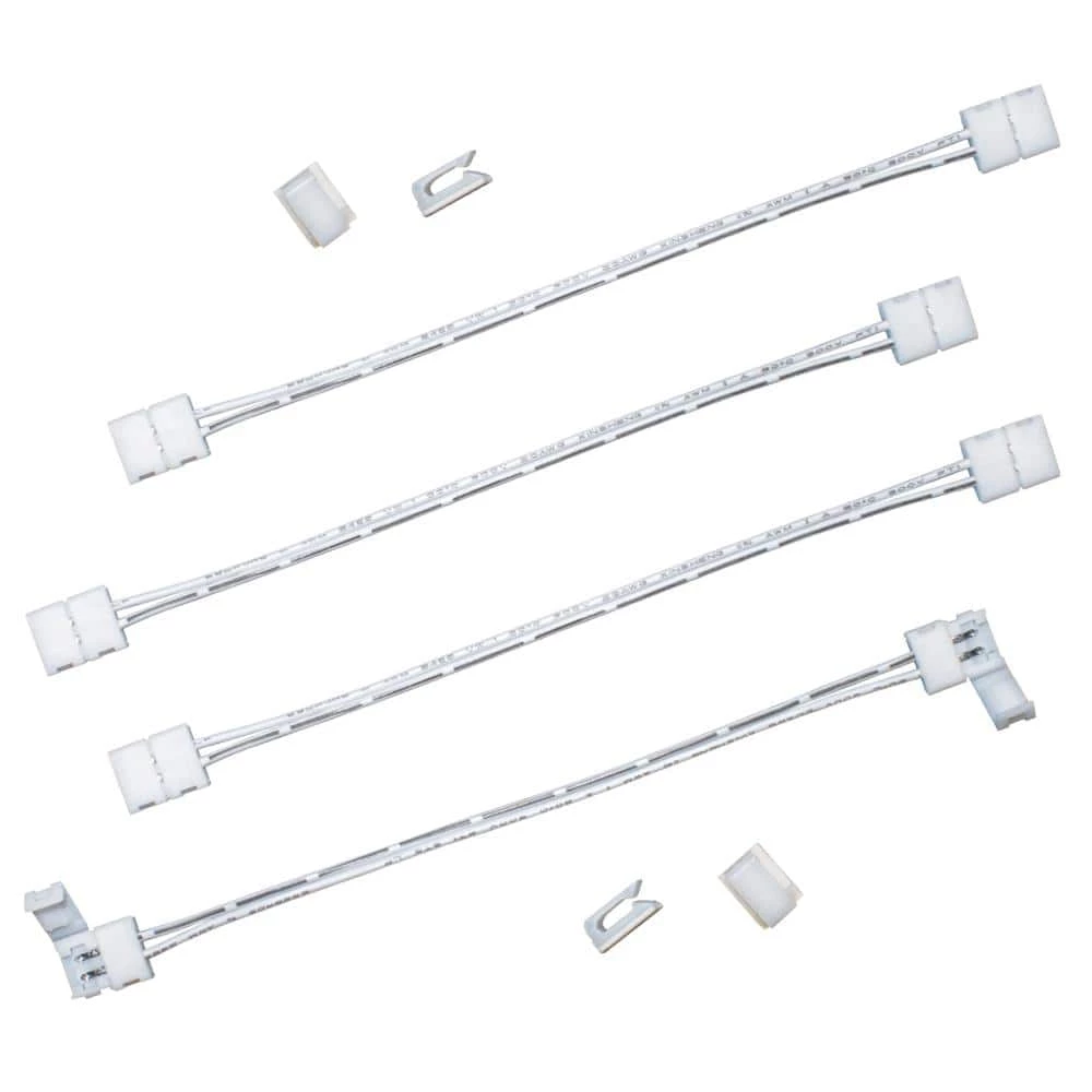6 in. White Connector Cord LED Strip Light Connector Pack (4 x 6 in. Snap Connectors, 4 Wire Mounting Clips) by Commercial Electric 3 6 in. White Connector Cord LED Strip Light Connector Pack (4 x 6 in. Snap Connectors, 4 Wire Mounting Clips) by Commercial Electric