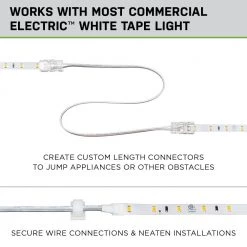 13 ft. White Connector Cord LED Strip Light Accessory Pack (4 Wire-to-Tape Connectors, 6 Wire Mounting Clips) by Commercial Electric -OCTO LIGHTS Shop commercial electric under cabinet lighting accessories c560110 4f 1000