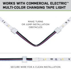 6 in. Connector Cord LED Strip Light Connector Pack (RGB+W) (4 in. x 6 in. Snap Connectors, 4 Wire Mounting Clips) by Commercial Electric -OCTO LIGHTS Shop commercial electric under cabinet lighting accessories c760011 4f 1000