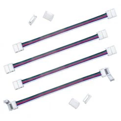 6 in. Connector Cord LED Strip Light Connector Pack (RGB+W) (4 in. x 6 in. Snap Connectors, 4 Wire Mounting Clips) by Commercial Electric