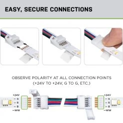 6 in. Connector Cord LED Strip Light Connector Pack (RGB+W) (4 in. x 6 in. Snap Connectors, 4 Wire Mounting Clips) by Commercial Electric -OCTO LIGHTS Shop commercial electric under cabinet lighting accessories c760011 fa 1000