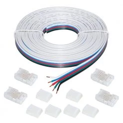 13 ft. Connector Cord LED Strip Light Accessory Pack (RGB+W) (4 Wire-to-Tape Connectors, 6 Wire Mounting Clips) by Commercial Electric