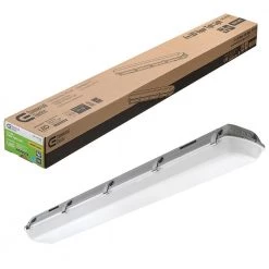 Vapor Tight 4 ft. 3600 Lumens Integrated LED Gray Wraparound Light 4000K Bright White Multi-Volt (4-Pack) by Commercial Electric -OCTO LIGHTS Shop commercial electric wraparound lights 54656441 4pk fa 1000