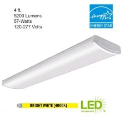 4 ft. High Output 5200 Lumens Integrated LED White Wraparound Light 4000K Bright White 120-277v Multi-Volt Direct Wire by Commercial Electric -OCTO LIGHTS Shop commercial electric wraparound lights 54677641 40 1000