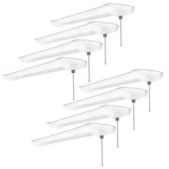 2 ft. 2000 Lumens Integrated LED White Strip Light Fixture with Pull Chain 4000K Bright White Dimmable (8-Pack) by Commercial Electric
